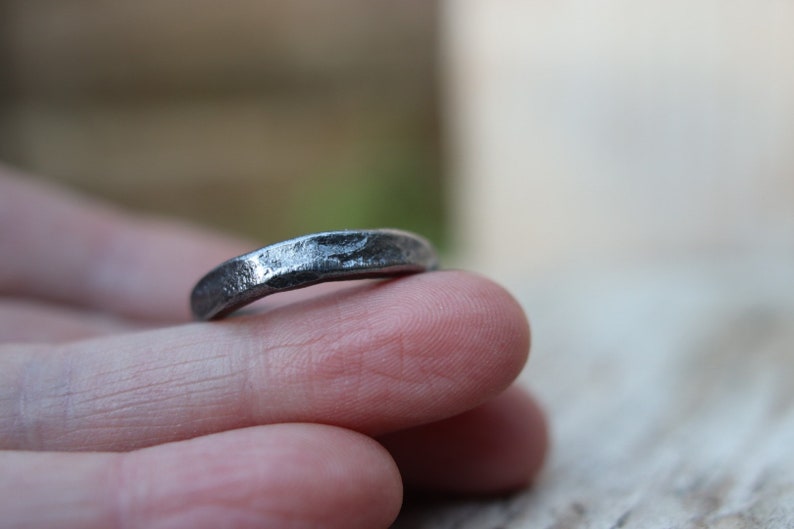 Iron ring, beaten, hand forged. Raw, rustic and organic. image 8