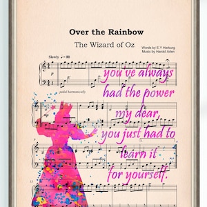 Poster con citazione del Mago di Oz Glinda Hai sempre avuto il potere, mia cara... Spartiti musicali Stampa artistica di alta scuola musicale Decorazione della parete d'arte per la casa 2628