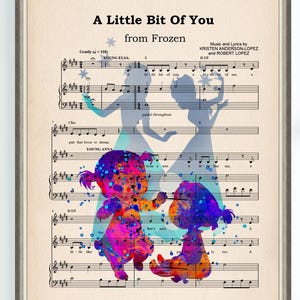 Frost Musikalposter Lilla Anna och Elsa Lite Bit av dig Noter High School Musical Konsttryck Barnrum Digital Nedladdning