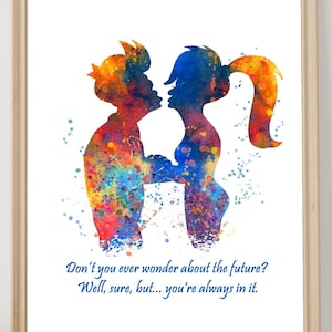 Fry and Leela Futurama Don’t you ever wonder about the future?...you&#39;re always in it. Quote Poster Watercolor Instant Digital Download