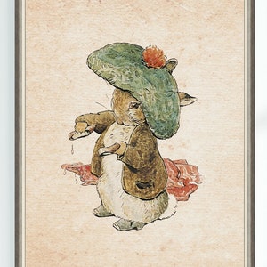The Tale of Benjamin Bunny Peter Rabbit Beatrix Potter Character Illustration Poster Home Decor  Nursery Print Instant Digital Download