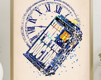 Trust Me, I'm a Doctor Doctor Who Quote Poster Tardis Print Wall Decor Watercolor Instant Digital Download