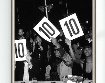 10 Out of 10 Poster 10 Point Scoreboard Ballroom Judging Print Vintage Photo Motivational Black White Printable Instant Digital Download