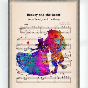 Beauty and the Beast Musical Poster Belle Princess Print Beauty and the Beast Music Sheet Musical Art Print Nursery Instant Digital Download