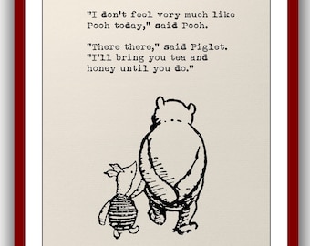 No me siento mucho como Pooh hoy, dijo Pooh... té y miel... Winnie the Pooh Quote Vintage Poster Wall Decor Print 823