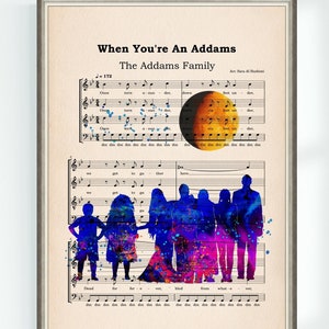 Addams Family Poster als je een Addams Music Sheet Musical Art Wall Home Decor Instant Digitale Download bent