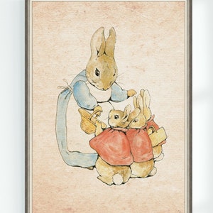 Mom Peter Rabbit Beatrix Potter Character Illustration Poster Home Decor  Nursery Print Instant Digital Download