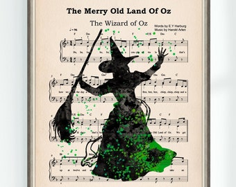Wizard of Oz Musical Poster Wicked Witch of the West The Merry Old Land Of Oz Music Sheet Wall Art Print Nursery Instant Digital Download