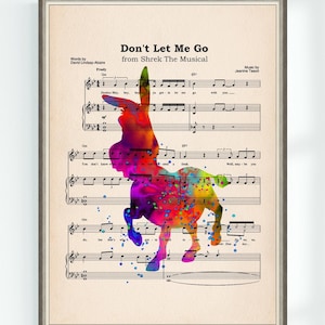 Shrek Musical Poster Donkey Print Laat me niet gaan Muziekblad High School Musical Art Print Kwekerij Instant Digitale Download