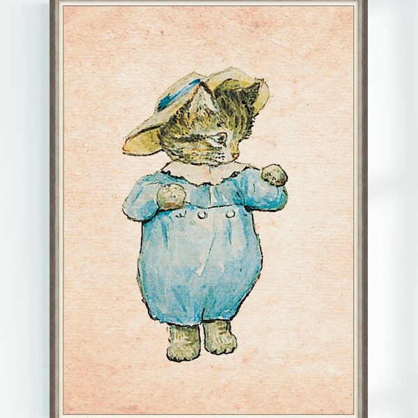 Tom Kitten Peter Rabbit Beatrix Potter Character Illustration Poster Home Decor  Nursery Print Instant Digital Download