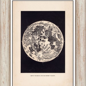 Karten des Mondes Poster 1896 Geschichte Wand Kunst Poster Astronomie Wissenschaft Mond Landschaft Kindergarten Druck druckbare sofort digitaler Download
