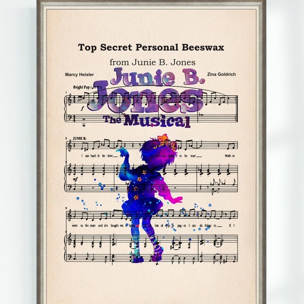 Junie B. Jones Musical Poster Music Sheet High School Musical Art Print Nursery Instant Digital Download