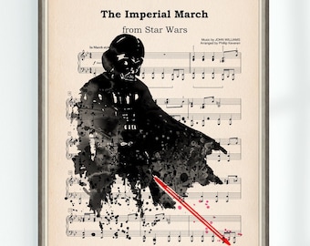 Darth Vader Star Wars Poster the Imperial March Music Sheet High