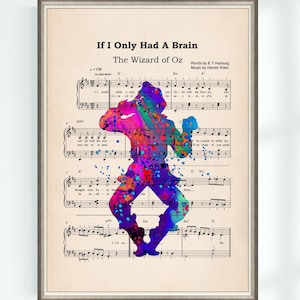 Wizard of Oz Musical Poster Scarecrow Print If I Only Had A Brain Music Sheet Wall Art Print Nursery Instant Digital Download