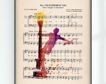 Singin' in the Rain Musical Original Poster All I Do Is Dream Of You Music Sheet High School Art Print Instant Digital Download