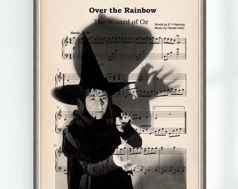 Wizard of Oz Musical Poster Wicked Witch of the West Over the Rainbow Music Sheet Wall Art Print Nursery Instant Digital Download
