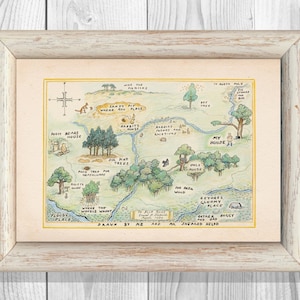 100 Acre Wood Map Winnie the Pooh Hundred Acre Wood Map 16x20 inch Vintage Classic Poster Nursery Print Instant Digital Download