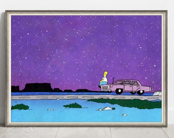 Simpsons Madre Cartel Homer Simpson Imprimir Acuarela Pared Arte Impresión Descarga Digital Instantánea