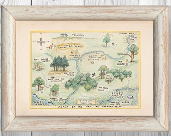 100 Acre Wood Map Winnie the Pooh Hundred Acre Wood Map 16x20 inch Vintage Classic Poster Nursery Print Instant Digital Download
