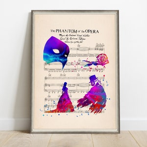 Phantom of the Opera Musical Home Poster High School Musical  Art  Print Nursery  Wall Decor Instant Digital Download