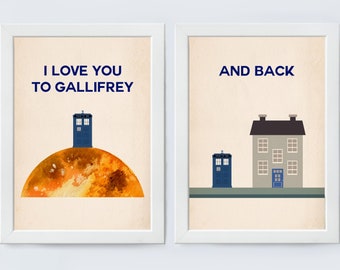 I Love You to Gallifrey.. I Back Doctor Who Quote Poster Minimalism Tardis Print Wall Decor Nerd Gift Instant Digital Download