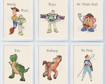 Toy Story Set Of 6 Color Poster Woody Buzz Rex.... Nursery Print Baby Room Decor 557
