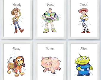 Toy Story Set Of 6  Woody Buzz and friends Poster Nursery Printable Baby Room Decor Instant Download