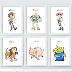 Toy Story Set di 6 Woody Buzz e i suoi amici Poster Nursery stampabile Baby Room Decor Download immediato