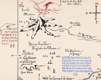 Thror's Map Poster The Lonely Mountain Smaug Thorin and Company Vintage Instant Digital Download