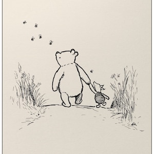 Winnie the Pooh and Piglet Poster  Winnie the Pooh Print Vintage Poster Wall Decor Print 4