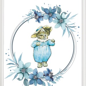Tom Kitten  Beatrix Potter Peter Rabbit Character Illustration Poster Home Decor  Nursery Print Instant Digital Download