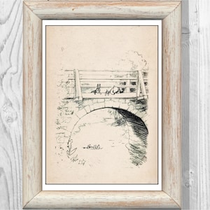 Dibujo a lápiz de Winnie the Pooh E.H. Shepard dibujo a mano Eeyore y Piglet Vintage clásico cartel vivero impresión descarga digital instantánea