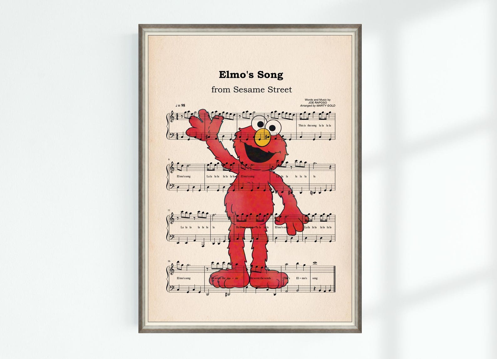 Java Poster Elmo Sesame Street Poster Elmo's Song Music Sheet Musical Gift Printable ...