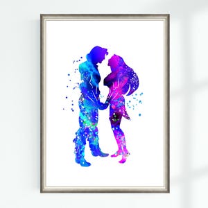 Pocahontas and John Smith Poster Kids Art Printable Nursery Instant Digital Download
