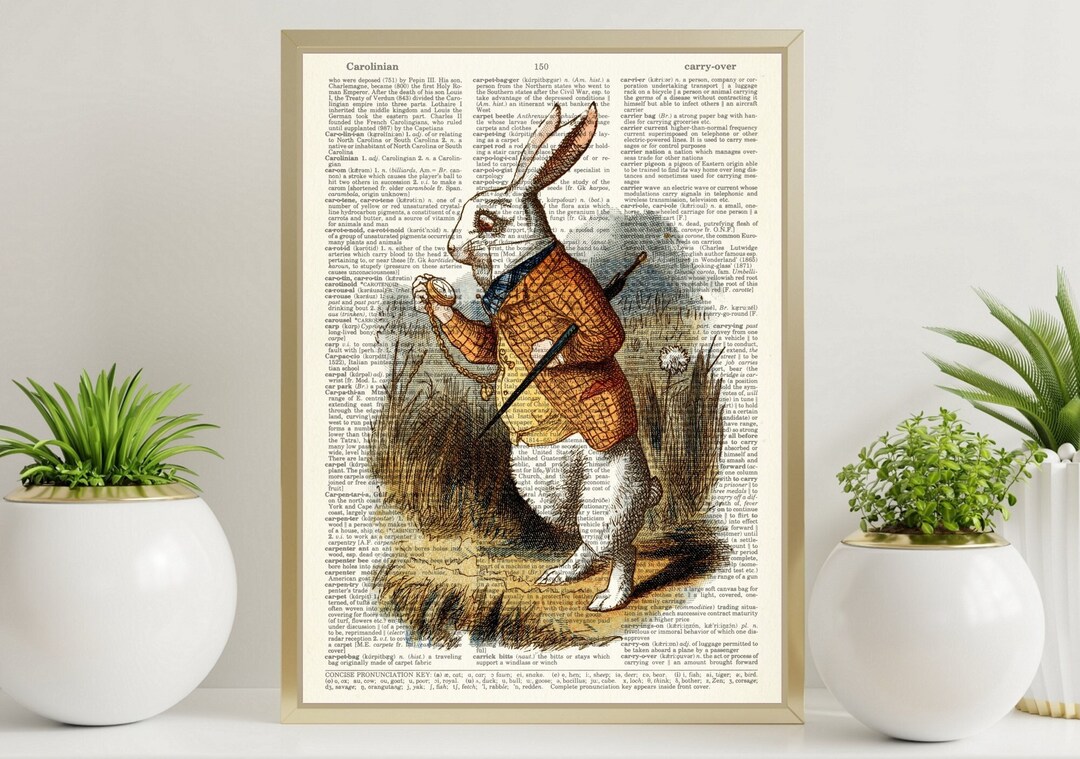 White Rabbit Alice in Wonderland Poster Classic Lewis Carroll - Etsy
