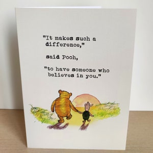 Winnie de Poeh-kaarten met citaten Het maakt zo'n verschil... heb iemand die in je gelooft... Winnie de Poeh-kaarten blanco briefje 2KOPEN + 1 GRATIS