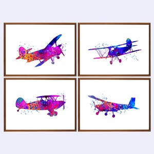 Airplane Aerial acrobatics Set of 4  Wall Art Poster Kids Sport Nursery Print  Printable  Instant Digital Download