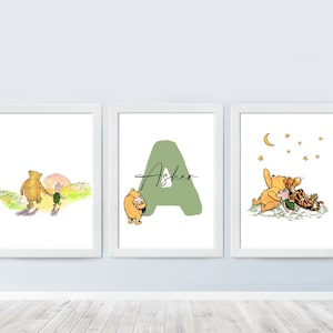 Set Of 3 Custom Winnie the Pooh Personalised Name Print Kids Nursery Poster Nursery Art Print Baby Room Decor Digital Download