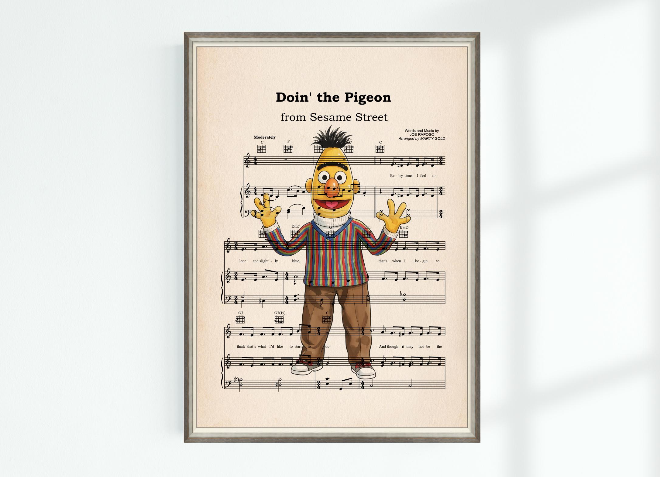 Sesame Street Poster Bert Print Doin' the Pigeon Music Sheet