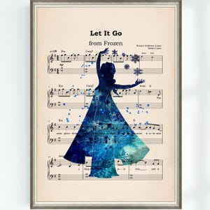 Frost Musikalisk Poster Prinsessan Elsa Låt Det Gå Noter High School Musical Konsttryck Barnrum Omedelbar Digital Nedladdning