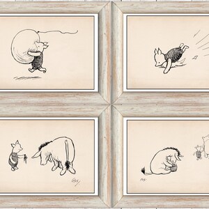 Winnie the Pooh Piglet and Eeyore  Vintage Classic Poster Birthday Gift Nursery Print Instant Digital Download