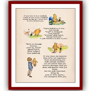 4 Quote Wedding Gift Congratulation Quote Winnie the Pooh Poster Vintage Wall Art Decor Nursery Print 2184