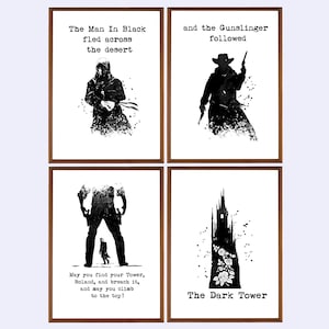 Man in Black Set di 4 Dark Tower Poster Citazione Stampa Gunslinger Decorazioni stampabili Regalo Download digitale istantaneo