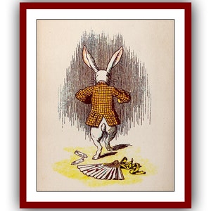 Alice in Wonderland White Rabbit running away Poster Classic Vintage Print John Tenniel illustrations Nursery Instant Digital Download