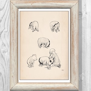 Winnie der Pooh Eeyore Vintage klassische Poster Kindergarten Druck Instant Digital Download