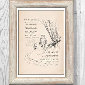 Now We Are Six A.A. Milne-gedichten Toen ik één was, was ik net begonnen... Winnie de Poeh-citaat klassieke kinderkamerprint instant digitale download