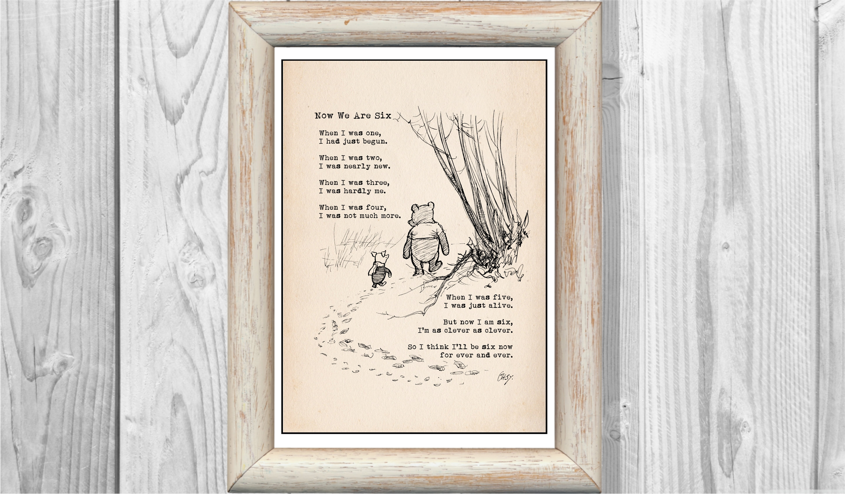 Now We Are Six  A. A. Milne Poems When I was one , I had just begun.... Winnie the Pooh Quote Classic Nursery Print Instant Digital Download