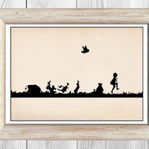 Winnie the Pooh and Christopher Robin and all Friends Vintage Classic Poster Nursery Print Instant Digital Download