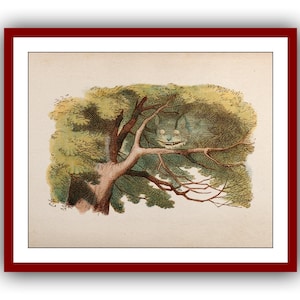 The disappearing Cheshire Cat Alice in Wonderland Poster Classic Vintage Print John Tenniel illustrations Nursery Instant Digital Download