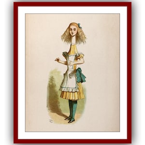 Alice in Wonderland Alice with long neck Poster Classic Vintage Print John Tenniel illustrations Nursery Instant Digital Download